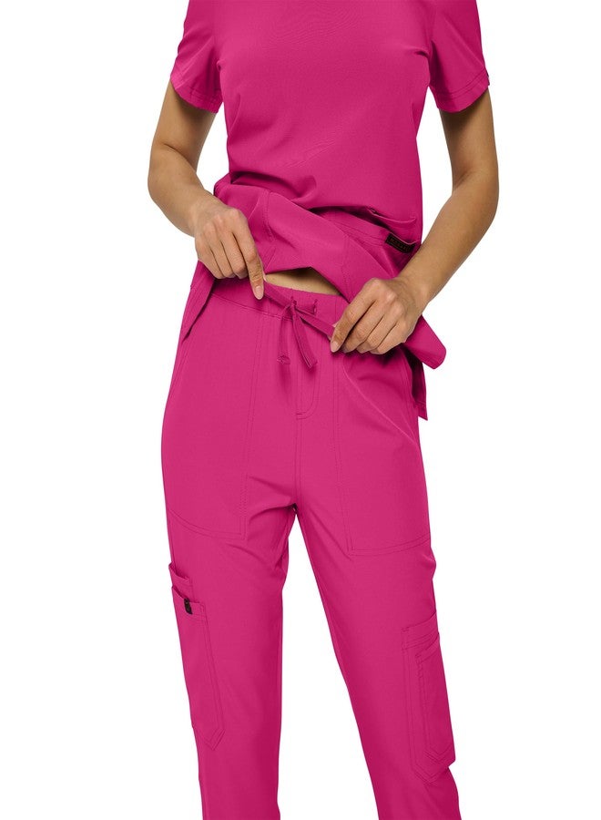 Monarch Uniforms Scrub Sets in Regular and Petite Stretchy Scrubs for Women Set of Scrub Top and Scrub pants-(HOT PINK)-S - Image 3